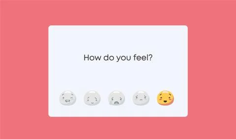 How do you feel mood meter. Emotional perception rating from funny smiley to sad Stock Illustration