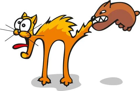 How the dog loved the cat:) Stock Illustration