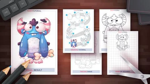 How to Draw a Bull. Step by Step Drawing Tutorial. Draw Guide. Simple Stock Illustration
