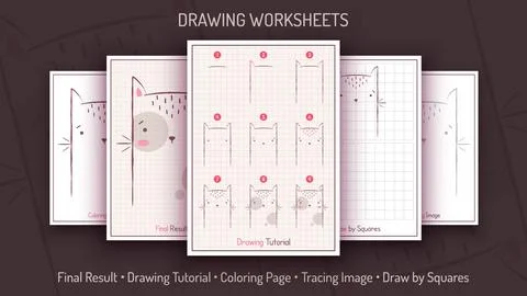 How to Draw a Cat. Step by Step Drawing Tutorial. Draw Guide. Simple Instruction Stock Illustration