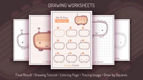 How to Draw a Dirty Pig. Step by Step Drawing Tutorial. Draw Guide. Simple Ilustración de archivo