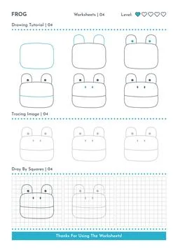 How to Draw Doodle Frog, Cartoon Character Step by Step Drawing Tutorial Ilustración de archivo
