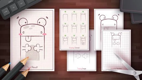 How to Draw a Frog. Step by Step Drawing Tutorial. Draw Guide. Simple Stock Illustration