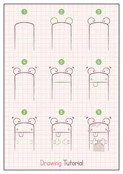 How to Draw a Frog. Step by Step Drawing Tutorial. Draw Guide. Simple Stock Illustration