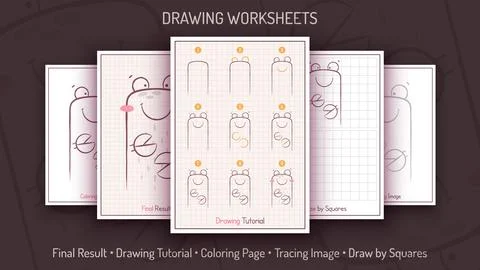 How to Draw a Happy Crab. Step by Step Drawing Tutorial. Draw Guide. Simple Ilustración de archivo