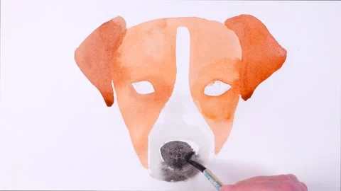 How to draw a Jack Russell Terrier dog. Tutorial watercolour Vídeo Stock 253781256