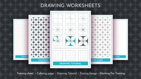 How to Draw a Pattern. Step by Step Drawing Tutorial. Draw Guide Worksheet Stock Illustration