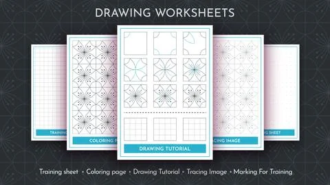 How to Draw a Pattern. Step by Step Drawing Tutorial. Draw Guide Worksheet Stock Illustration