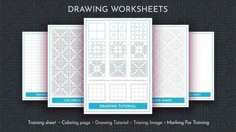 How to Draw a Pattern. Step by Step Drawing Tutorial. Draw Guide Worksheet Stock Illustration