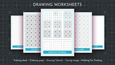 How to Draw a Pattern. Step by Step Drawing Tutorial. Draw Guide Worksheet Stock Illustration