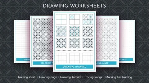 How to Draw a Pattern. Step by Step Drawing Tutorial. Draw Guide Worksheet Stock Illustration