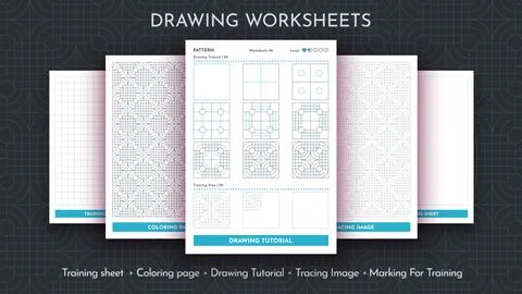 How to Draw a Pattern. Step by Step Drawing Tutorial. Draw Guide Worksheet Stock Illustration