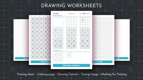 How to Draw a Pattern. Step by Step Drawing Tutorial. Draw Guide Worksheet Stock Illustration