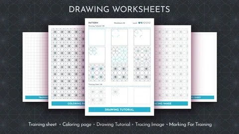 How to Draw a Pattern. Step by Step Drawing Tutorial. Draw Guide Worksheet Stock Illustration