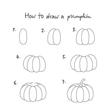 How to draw a pumpkin vector illustration. Stock Illustration