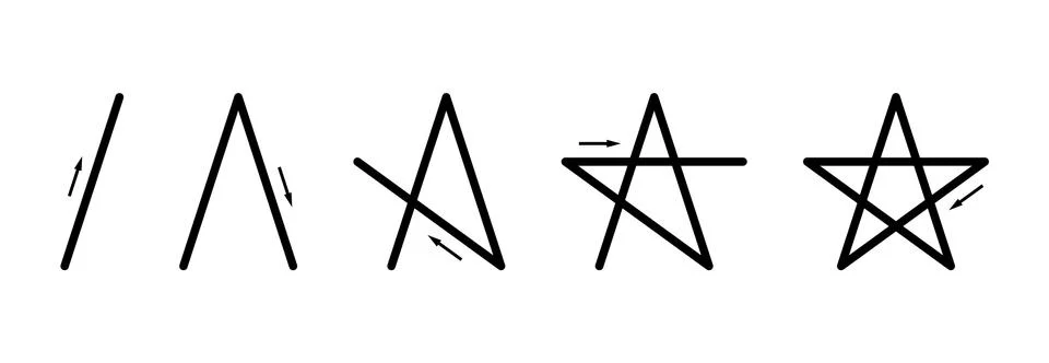 How to draw a regular pentagram without lifting the pen Illustrazione stock
