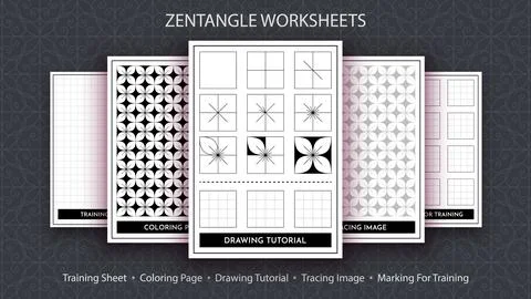 How to Draw a Zentangle. Step by Step Drawing Tutorial. Draw Guide. Simple Stock Illustration