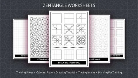 How to Draw a Zentangle. Step by Step Drawing Tutorial. Draw Guide. Simple Stock Illustration
