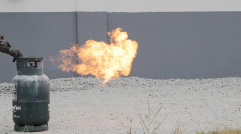 How firefighter gas by trainer Stock Footage 46213735