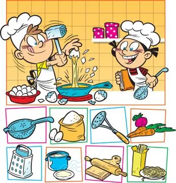 How fun the children are preparing a meal Stock Illustration