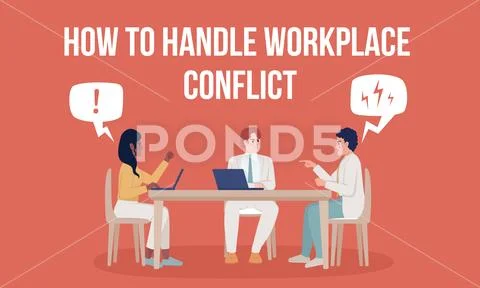 How to handle workplace conflict flat vector banner template: Royalty ...