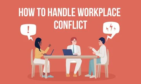 How to handle workplace conflict flat vector banner template Illustration
