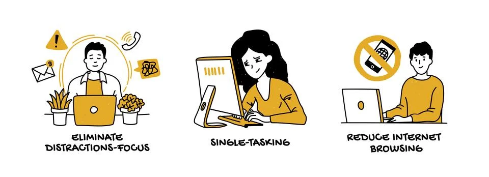 How to increase productivity when working from home Stock Illustration