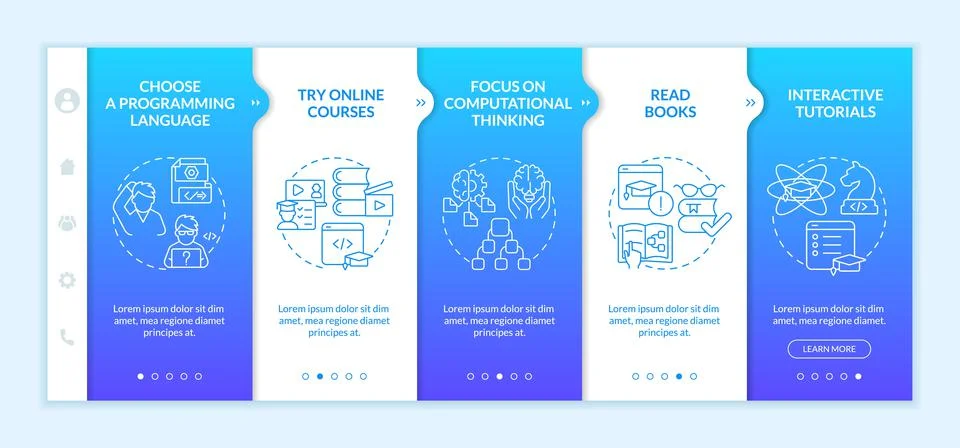 How to learn to code blue gradient onboarding template Illustrazione stock