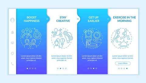 How to live balanced life blue gradient onboarding template Stock Illustration