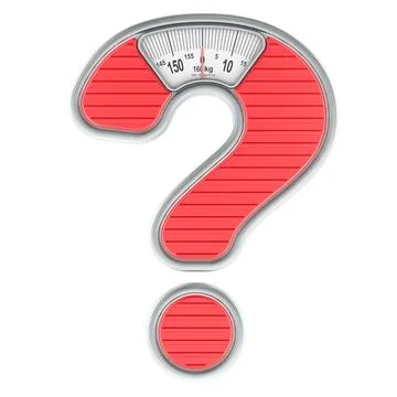 How to lose weight, concept. Question with weight scale. 3D rendering Stock Illustration