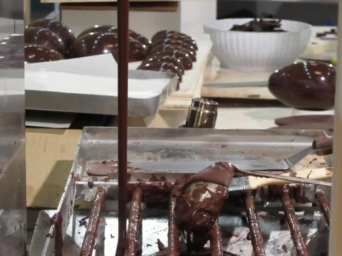 How to make chocolate Easter eggs Stock Photos
