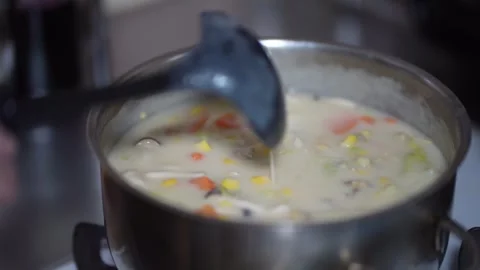 How to make clam chowder Stock Footage 277562047