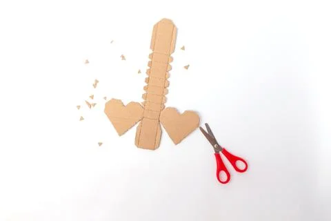 How to make craft paper present, top view, DIY, carton mockup, 스톡 사진