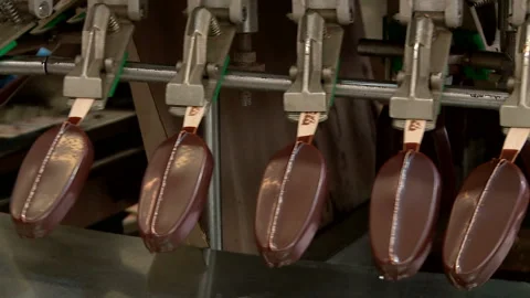 How to make eskimo ice cream at the factory Assembly line Stock Footage 85501748