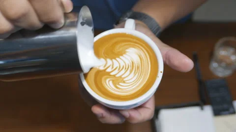 How to make latte art coffee Stock Footage 51454147