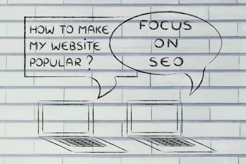 How to make my website popular? focus on SEO Stock Illustration