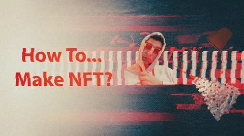 How to Make NFT Concept: Man in Glasses with Christmas tree and coffee cup Stock Photos