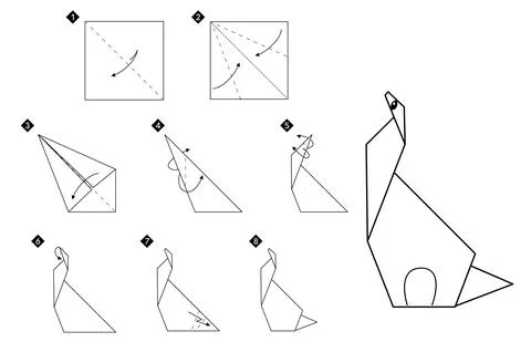 How to make origami dinosaur. Step by step Stock Illustration