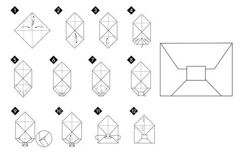 How to make a origami envelope step by step Illustrazione stock