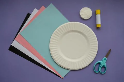 How to make paper bunny for Easter greetings. Children art project. Step by.. Stock Photos