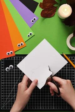 How to make a simple ghost craft. An idea for hobbies and creativity. Cut out Stock Photos