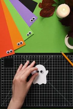 How to make a simple ghost craft. An idea for hobbies and creativity. Glue th Stock Photos