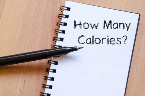 How many calories write on notebook Foto stock