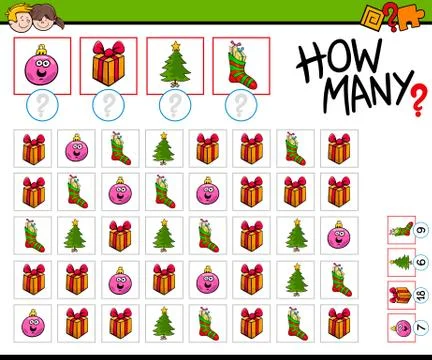 How many Christmas objects cartoon game Stockillustratie
