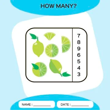 How Many. Count game. Education Counting Game for Preschool Children. Worksheet Stock Illustration