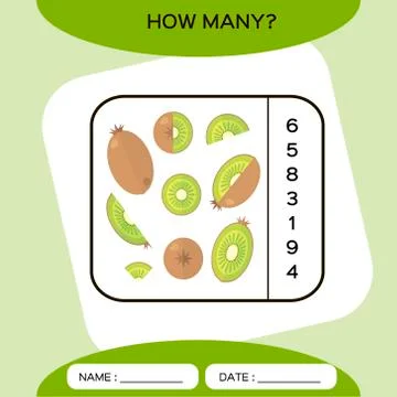 How Many. Count game. Education Counting Game for Preschool Children. Worksheet Stock Illustration