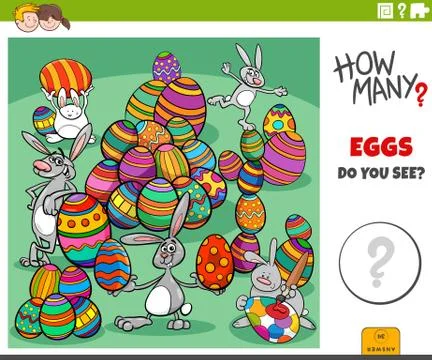 How many Easter eggs educational task for kids Illustrazione stock
