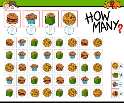 How many food objects cartoon game 库存插图