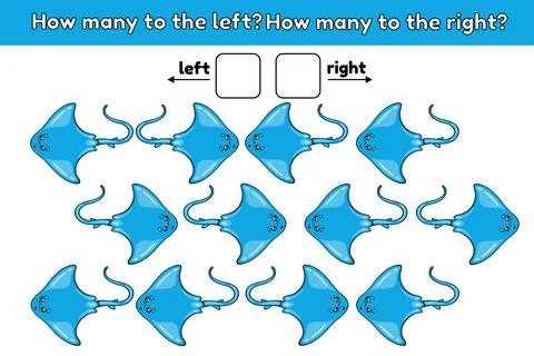 How many to the left and to the right Stock Illustration