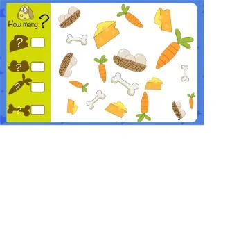 How many objects. Children education game, iq test Stock Illustration